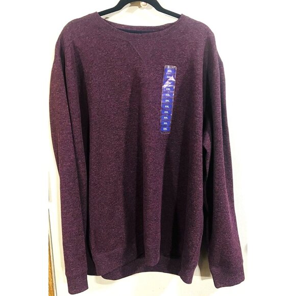 NEW Crewneck Pullover Mens Sweater XXL Maroon Long Sleeve Comfort Soft - Picture 1 of 3